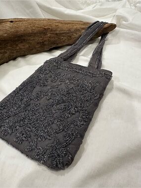 Embellished Beaded Gray Tiny Tote Bag - Women's Stylish Stunning Bag